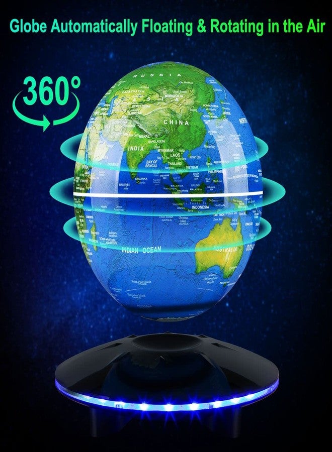 UVEHAS Magnetic Levitating Globe, 6 Inch LED Levitation Floating World Map Globe, Auto Rotation Suspended in Mid-air with Touch Control for Home Office Desk Decoration - Image 2