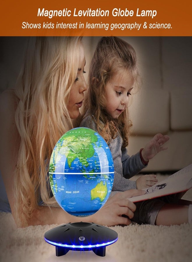 UVEHAS Magnetic Levitating Globe, 6 Inch LED Levitation Floating World Map Globe, Auto Rotation Suspended in Mid-air with Touch Control for Home Office Desk Decoration - Image 4