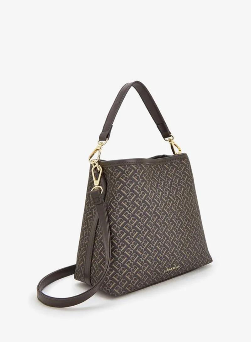 Flora Bella By Shoexpress BROWN Monogram Print Tote Bag With Detachable Strap for Women | Best Price UAE