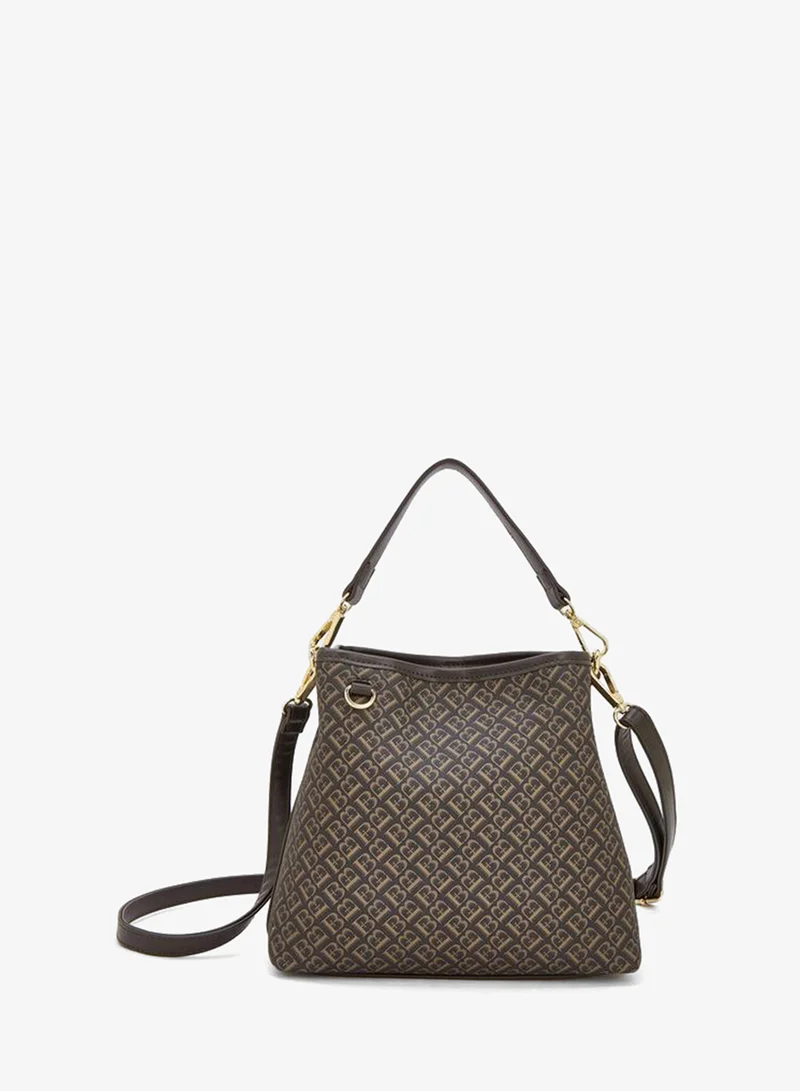 Flora Bella By Shoexpress BROWN Monogram Print Tote Bag With Detachable Strap for Women | Best Price UAE