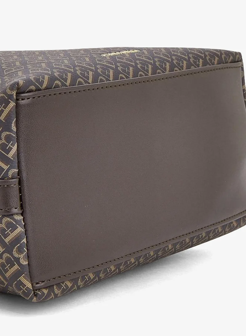 Flora Bella By Shoexpress BROWN Monogram Print Tote Bag With Detachable Strap for Women | Best Price UAE