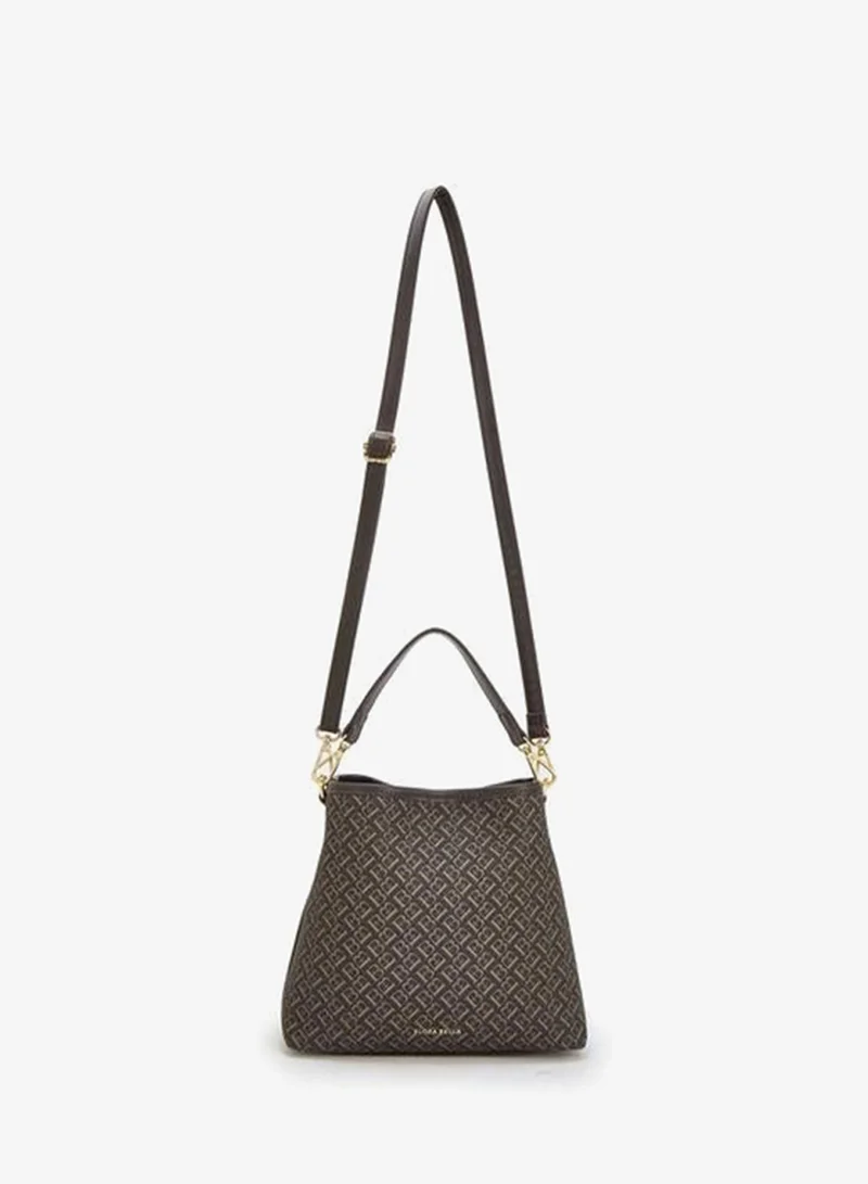 Flora Bella By Shoexpress BROWN Monogram Print Tote Bag With Detachable Strap for Women | Best Price UAE