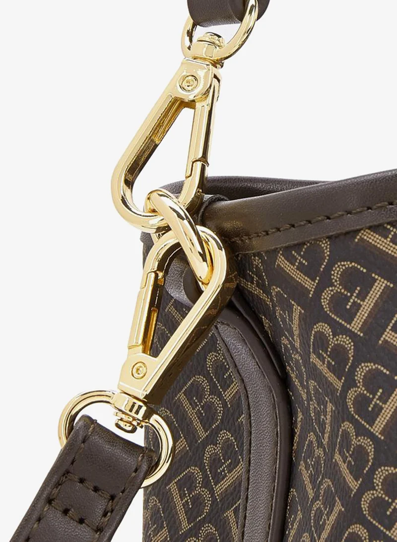 Flora Bella By Shoexpress BROWN Monogram Print Tote Bag With Detachable Strap for Women | Best Price UAE