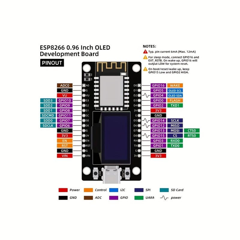 لَوْحَة تَطْوِير ESP8266 V3 مَزَوَّدَة بِشَاشَة OLED قِيَاس 0.96 بوصَة، وَحْدَة اسْتِشْعَار، CH340، ESP 12F، نَوْع لَحَام، قِطْعَتَان، مُنَاسِبَة لِـ Arduino و Micropython. - Image 5
