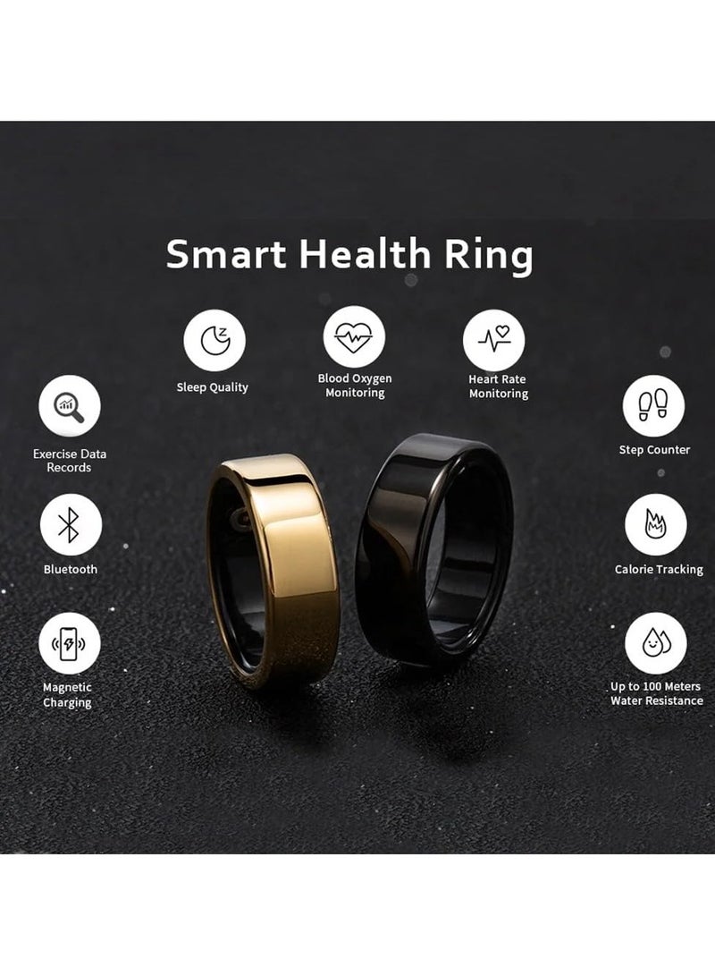 Smart Ring Men Women Newest Technology Fitness Tracker With Sleep Monitor Pedometer Heart Rate Fitness Ring IP68 Waterproof Sport Smart Rings Android IOS Size 18.1 mm Gold - Image 4