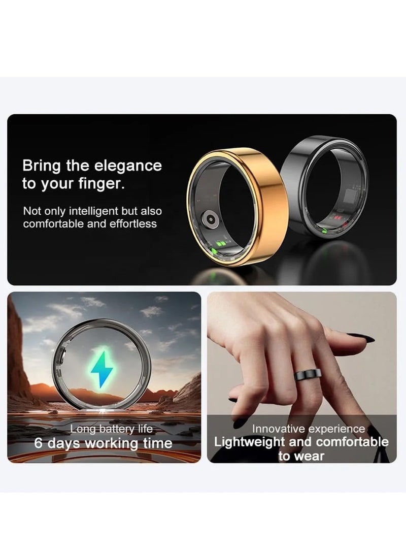 Smart Ring Men Women Newest Technology Fitness Tracker With Sleep Monitor Pedometer Heart Rate Fitness Ring IP68 Waterproof Sport Smart Rings Android IOS Size 18.1 mm Gold - Image 3