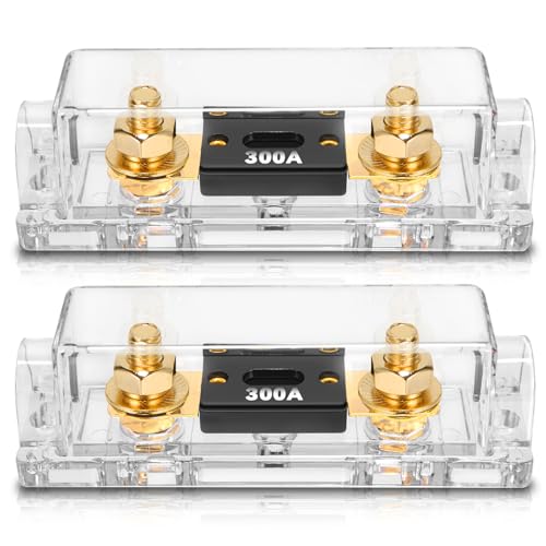 TopstrongGear Solid Brass 0/2/4 Gauge 300Amp ANL Fuse Holder with 300Amp Fuses(2 Pack) (300 Amp) - Image 1