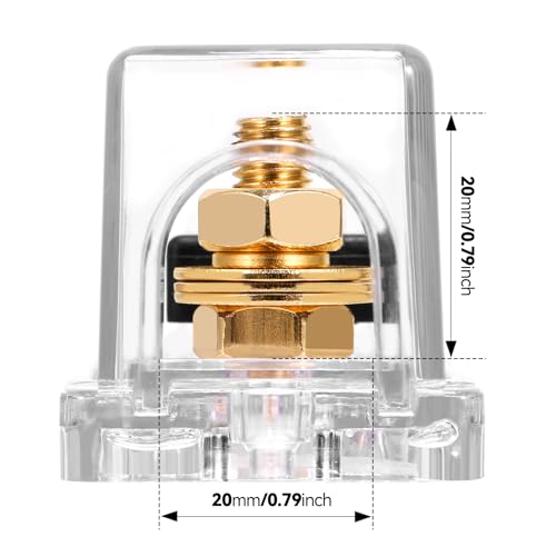 TopstrongGear Solid Brass 0/2/4 Gauge 300Amp ANL Fuse Holder with 300Amp Fuses(2 Pack) (300 Amp) - Image 3