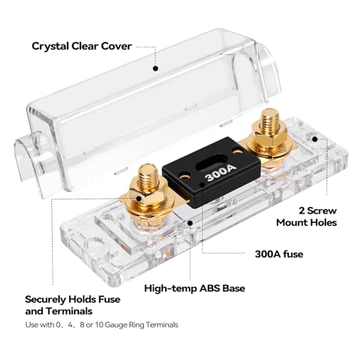 TopstrongGear Solid Brass 0/2/4 Gauge 300Amp ANL Fuse Holder with 300Amp Fuses(2 Pack) (300 Amp) - Image 2