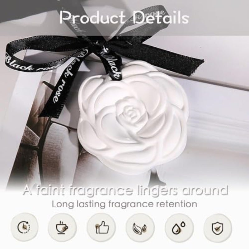 Car Aroma Diffuser Pendant Plaster Solid Aroma Diffuser with Camellia Shape Long Lasting Gardenia Scent Suitable for Car Closet Shoe Cabinet Room Air Freshener and Home Fragrance 2 PCS - Image 4
