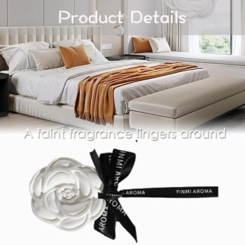 Car Aroma Diffuser Pendant Plaster Solid Aroma Diffuser with Camellia Shape Long Lasting Gardenia Scent Suitable for Car Closet Shoe Cabinet Room Air Freshener and Home Fragrance 2 PCS - Image 5