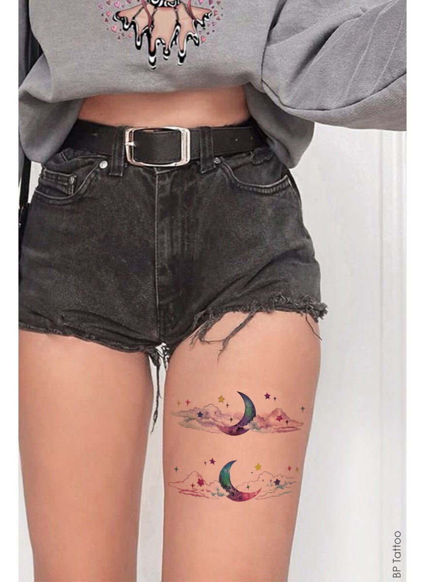 BP Tattoo - Moonlight Colorful Moon and Star Temporary Tattoo - Image 1