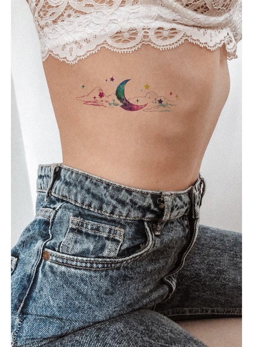 BP Tattoo - Moonlight Colorful Moon and Star Temporary Tattoo - Image 1