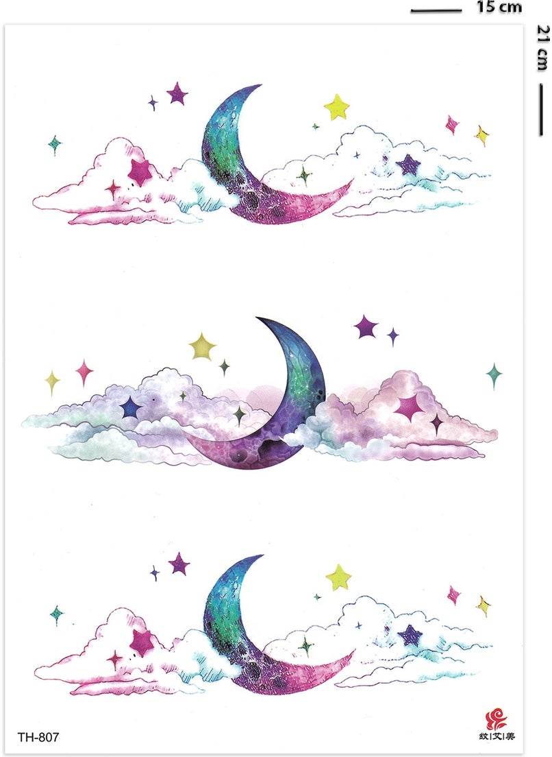 BP Tattoo - Moonlight Colorful Moon and Star Temporary Tattoo - Image 1