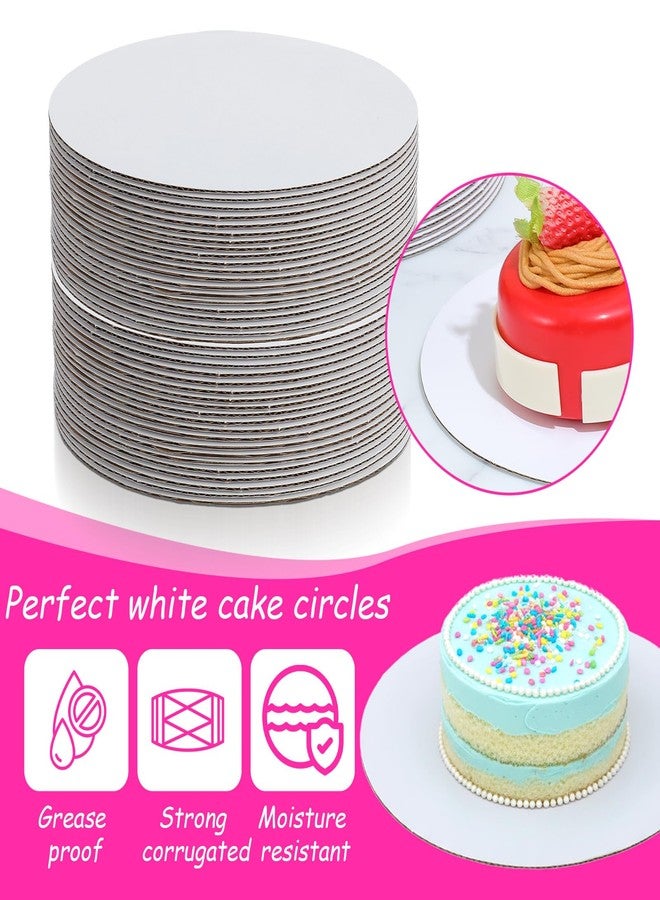 Caeuiciw 100 Pcs Round Cake Boards 6 Inches White Cardboard Pizza Circles Grease Proof Disposable Cardboard Circles Cake Base Stand Boards for Food Decorating Baking Party Supplies (Thin and Strong) - Image 3
