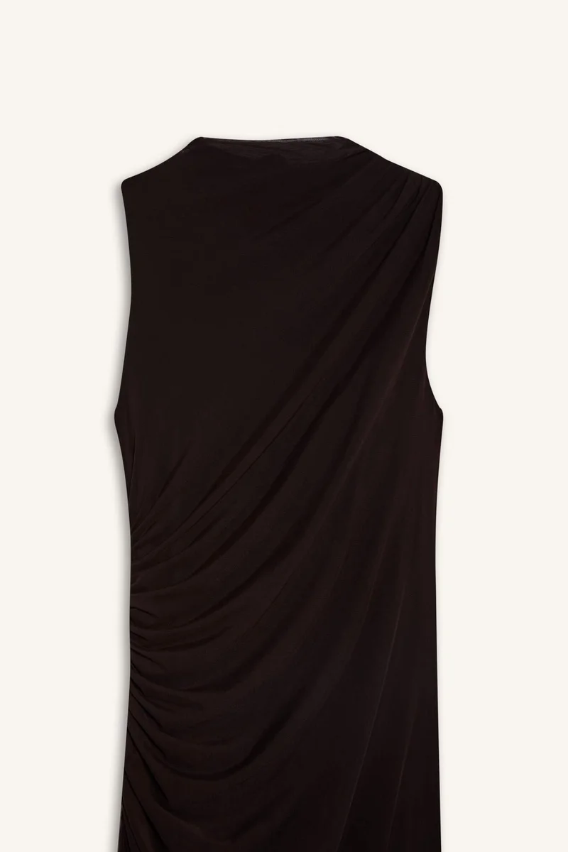 DeFacto Bodycon Half Turtleneck Tulle Sleeveless Maxi Dress