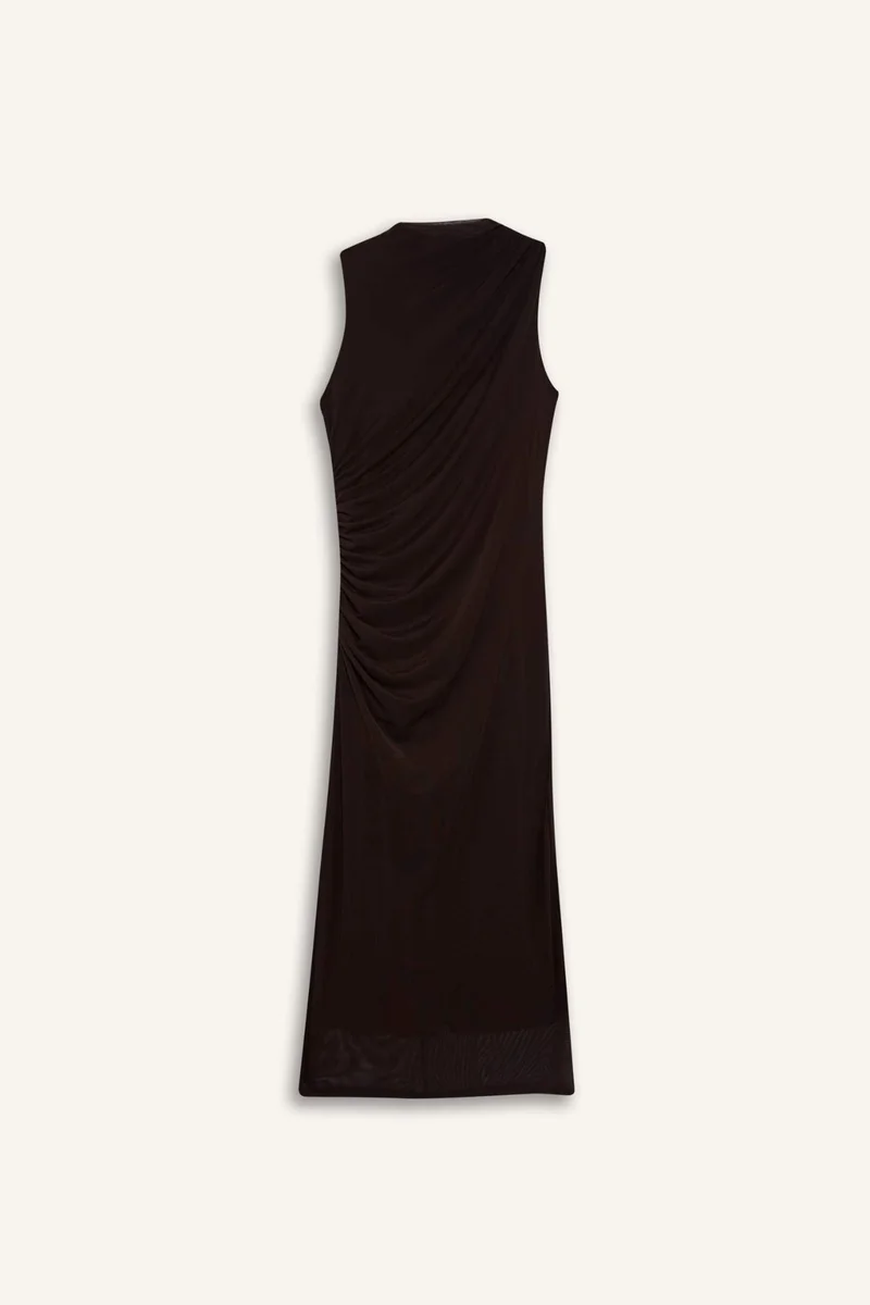 DeFacto Bodycon Half Turtleneck Tulle Sleeveless Maxi Dress