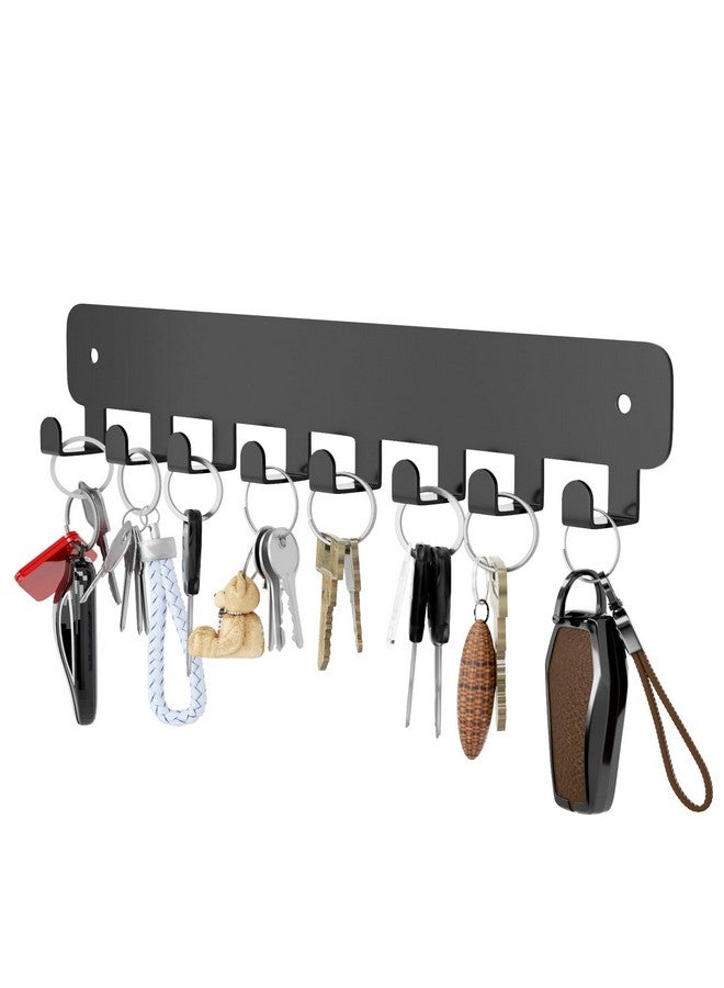 حامل مفاتيح من بيك بيف، عبوة واحدة، لاصق حائط، خطافات مفاتيح مع 8 خطافات مثبتة على الحائط، حامل مفاتيح أسود للديكور على الحائط، بدون مثقاب، مناسب لغرفة المعيشة والمطبخ والمكتب - Image 1