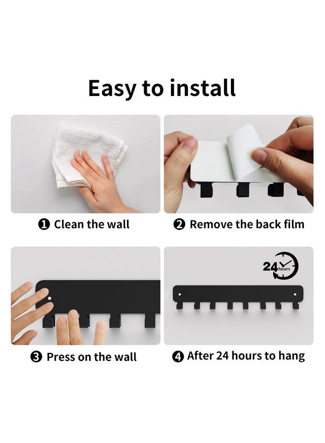 حامل مفاتيح من بيك بيف، عبوة واحدة، لاصق حائط، خطافات مفاتيح مع 8 خطافات مثبتة على الحائط، حامل مفاتيح أسود للديكور على الحائط، بدون مثقاب، مناسب لغرفة المعيشة والمطبخ والمكتب - Image 4