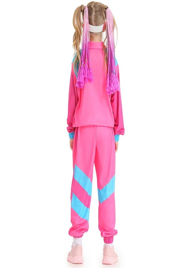 JELEUON Boys Girls Retro Hip Hop 80s Tracksuit Costume Dance Sportswear Top Pants Sets Outfit Colorblock Windbreaker Sets S - Image 4