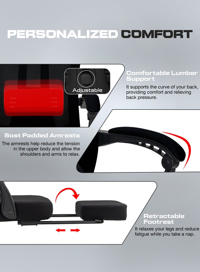 DROGO Ergonomic Office Chair for Work from Home, High Back Computer Chair with Footrest, Breathable Mesh, Linkage Armrest, Adjustable Seat Height, Headrest, & Lumbar Support | Desk Chair with Recline | Mesh Chair for Office Black - Image 5