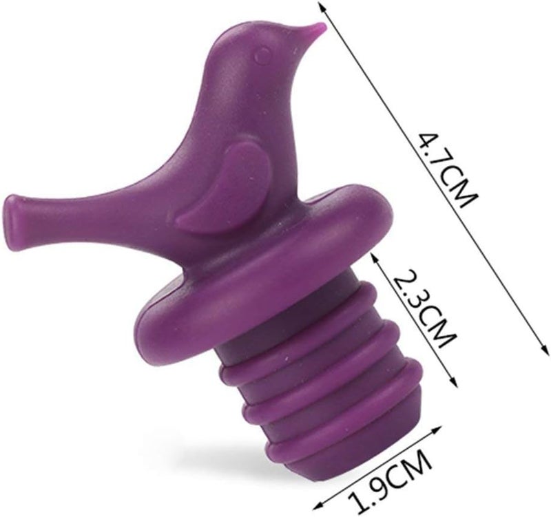 Karp Silicone Bird Wine Stopper (Set of 3, Assorted Color) - Image 2