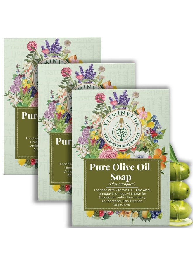 VITMINVEDA Olive Soap, Olive Oil Soap (125gm Pack of 3) | Luxury Premium Soap | Natural Soap | Handmade Organic Soap | Paraben & Chemical Free | Bath Soap for Men Women - Image 1