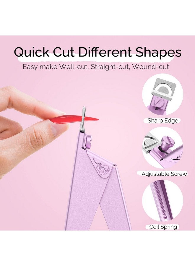 ميلودي سوزي مجموعة قصافات أظافر أكريليك من ميلوديسوسي، 4 في 1، قصافات أظافر قابلة للتعديل من الفولاذ المقاوم للصدأ لأطراف أظافر الأكريليك، مقص احترافي لبشرة الأظافر، مزيل لبشرة الأظافر، لون وردي - Image 4