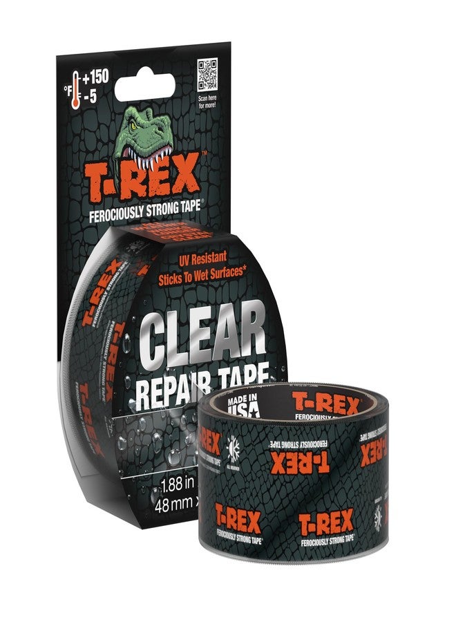 T-REX Ferociously Strong Repair Tape, Sticks to Wet Surfaces, All Weather and UV Resistant, 1.88" x 9 Yards, Clear, 1-Roll (241535) - Image 1
