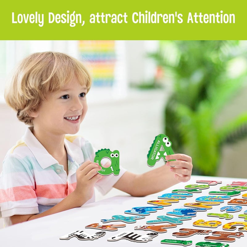 SpriteGru 52 Magnetic Alphabet, 26 Uppercase & 26 Lowercase Letters, Adorable Animal Shape Alphabet ABC Magnets for Fridge Educational Spelling Learning Games Toys Set for Kids, Toddlers 3 4 5 Years Old - Image 5