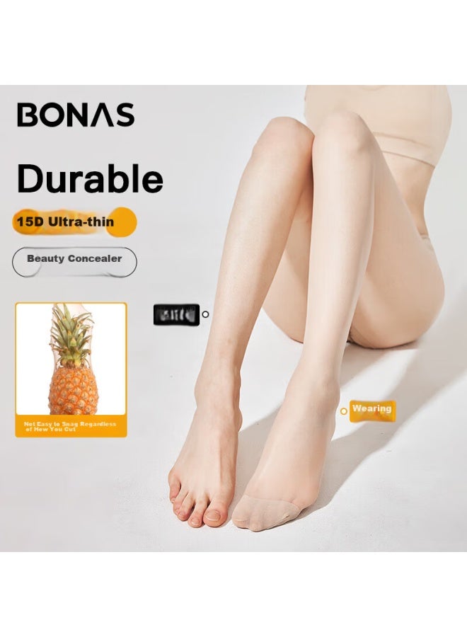 BONAS Baonais Black Stockings For Women, Ultra-thin, Skin-friendly, Summer Sun Protection, Cuttable, Pineapple Pattern, Velvet Pantyhose Bare-leg Effect - Image 1