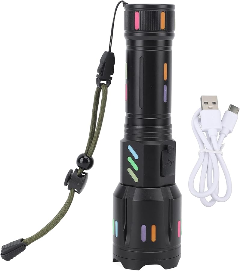 High Power LED Flashlight with Battery Level Display Long Range Outdoor Handheld Torch - Image 1