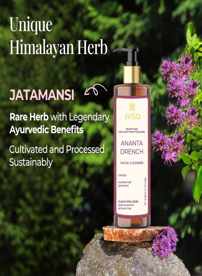 JiViSa Ananta Drench Kumkumadi & Jatamansi Facial Cleanser - Deep Cleansing Hydrating Face Wash with Beetroot Extract | Brightens, Retains Moisture & Restores Glow for Oily & Sensitive Skin 100 ml - Image 5