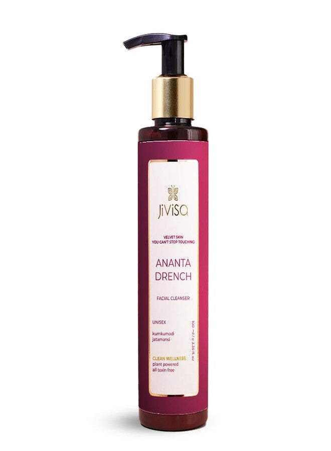 JiViSa Ananta Drench Kumkumadi & Jatamansi Facial Cleanser - Deep Cleansing Hydrating Face Wash with Beetroot Extract | Brightens, Retains Moisture & Restores Glow for Oily & Sensitive Skin 100 ml - Image 1