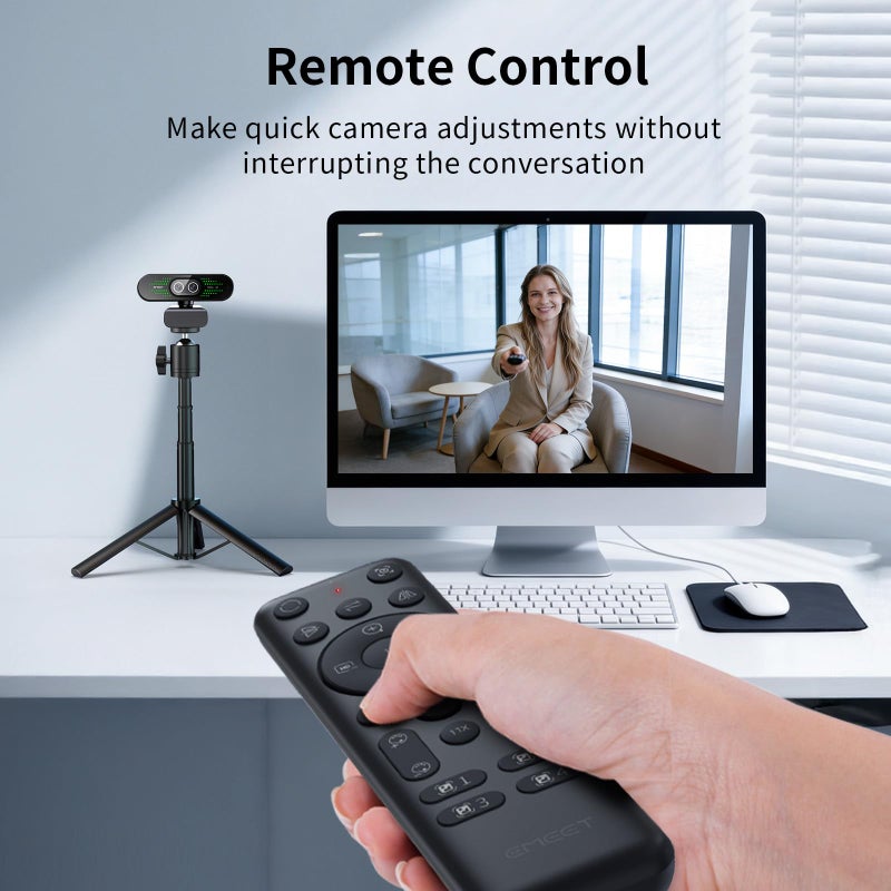 eMeet كاميرا ويب EMEET NOVA 4K مزدوجة العدسة بدقة 4K لجهاز الكمبيوتر، عدسات واسعة الزاوية وعدسات تليفوتو، زوم هجين يصل إلى 11X، تركيز PDAF، تحكم عن بعد، أضواء RGB، كاميرا ويب مع ميكروفون للمكالمات عبر الإنترنت للأعمال أو الاستخدام الشخصي - Image 5