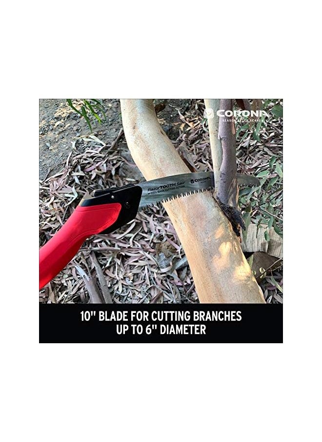 CORONA - Tools 10 Inch Razortooth Folding Pruning Designed For Single Use Curved Blade Hand Saw Cuts Branches Up To 6 Inch In Diameter Rs16150 Red - Image 1