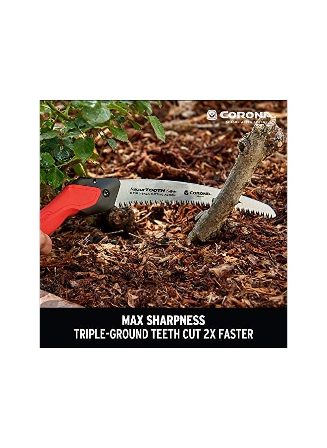CORONA - Tools 10 Inch Razortooth Folding Pruning Designed For Single Use Curved Blade Hand Saw Cuts Branches Up To 6 Inch In Diameter Rs16150 Red - Image 1
