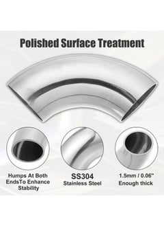 X AUTOHAUX 1Pcs OD 2 Inch 90 Degree Mandrel Bend Elbow SS304 Stainless Steel Exhaust Elbow Pipe for Car Modified Exhaust System 2" Piping Silver Tone  - Image 4