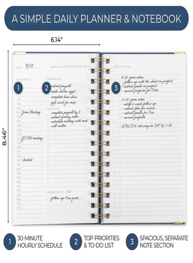 ZICOTO Aesthetic Daily Planner And Notebook With Hourly Schedule -Beautiful Spiral To do List Notepad For Work/Home to Organize Tasks And Appointments - Stylish School/Office Supplies Book For Women - Image 3