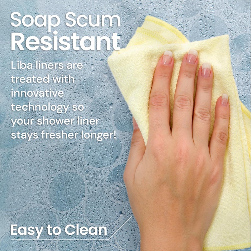 LiBa Plastic Shower Curtain, Heavy Duty 8G Shower Curtain for Bathroom, Waterproof Vinyl Shower Curtain, 3 Magnets, Rustproof Mental Grommets - 3D Aqua Circle Pattern, 72x72 - Image 2