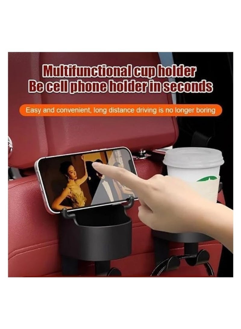 Generic Car Hook and Backseat Cup Holder 2 Pack Multi-functional Hook for Car Seat Back Universal Car Headrest Hook Seat Cup Cup Holder with Hooks for Car  - Image 3