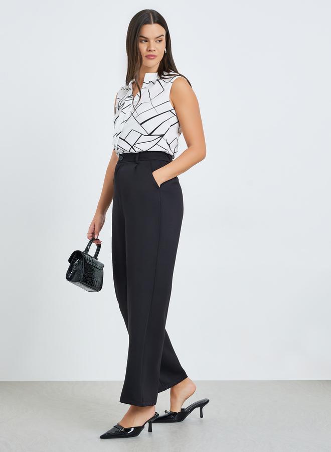 Take Two Black Solid Straight Leg Trousers - Image 1