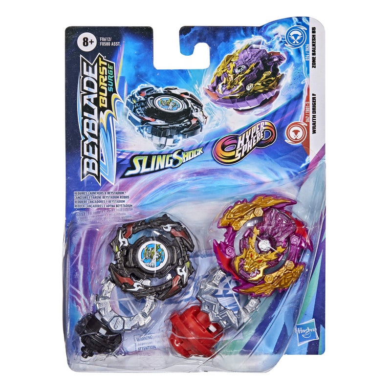 Beyblade Burst Surge Dual Collection Pack Hypersphere Zone Balkesh B5 and Slingshock Wraith Driger F Battling Game Top Toys - Image 3