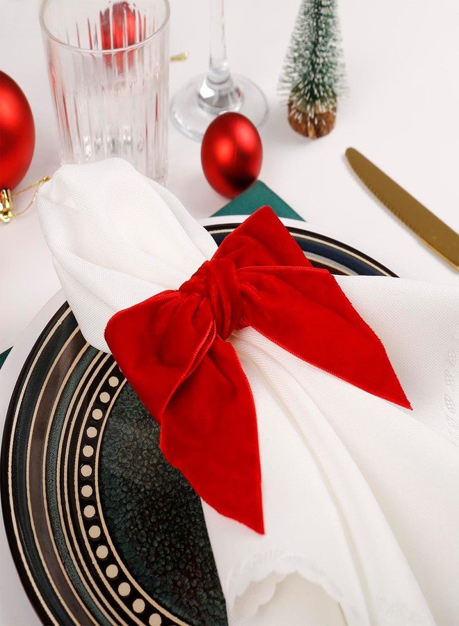 Wonlex Red Bow Christmas Napkin Rings Set of 12, Chic Velvet Bow Napkin Ring Holders for Xmas Holiday Dinner Parties Wedding Table Decor(Red Bow) - Image 3