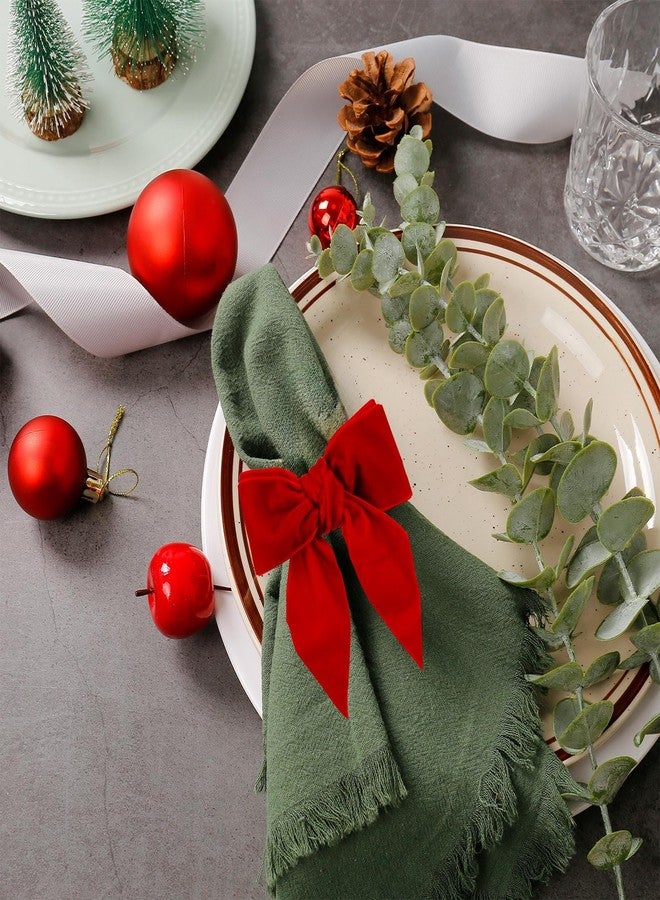 Wonlex Red Bow Christmas Napkin Rings Set of 12, Chic Velvet Bow Napkin Ring Holders for Xmas Holiday Dinner Parties Wedding Table Decor(Red Bow) - Image 5