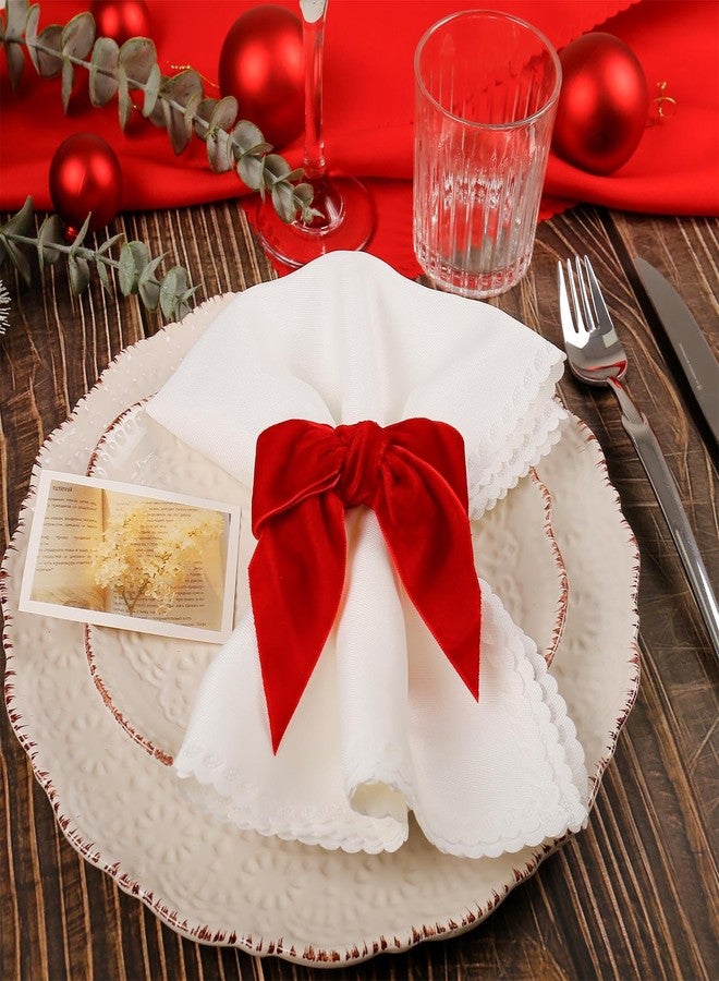 Wonlex Red Bow Christmas Napkin Rings Set of 12, Chic Velvet Bow Napkin Ring Holders for Xmas Holiday Dinner Parties Wedding Table Decor(Red Bow) - Image 4