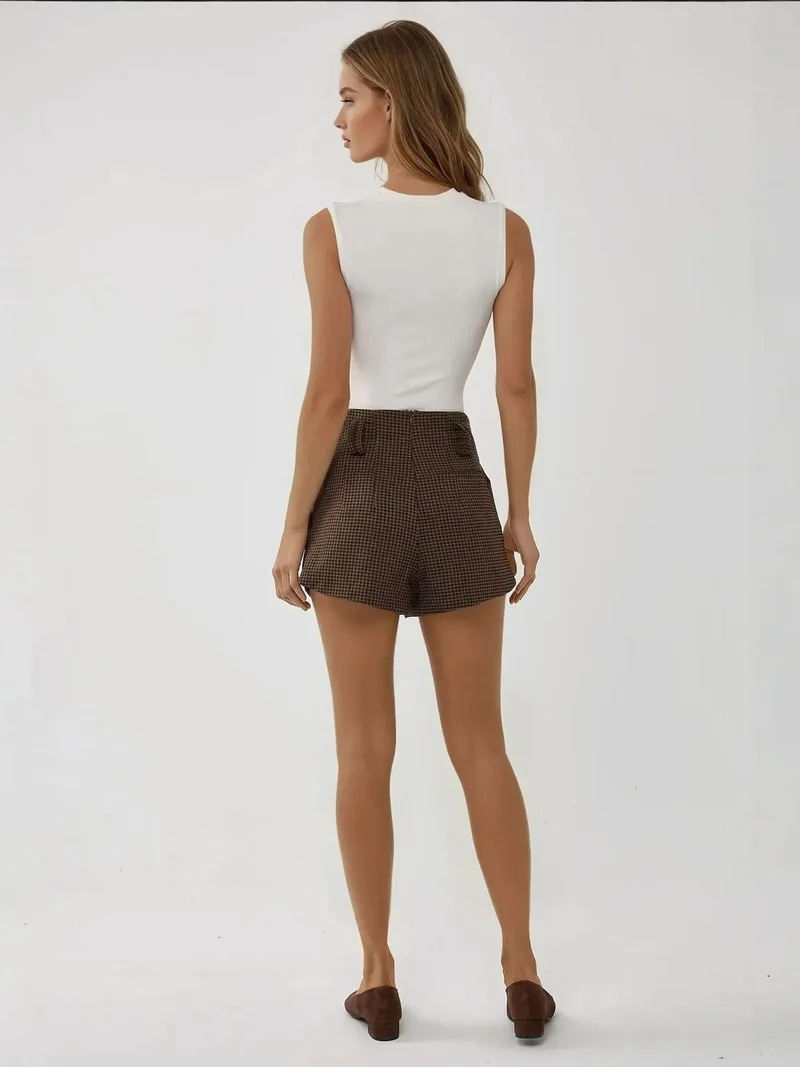 HICCUP  High Waist Checkered Shorts for Women | Best Price UAE