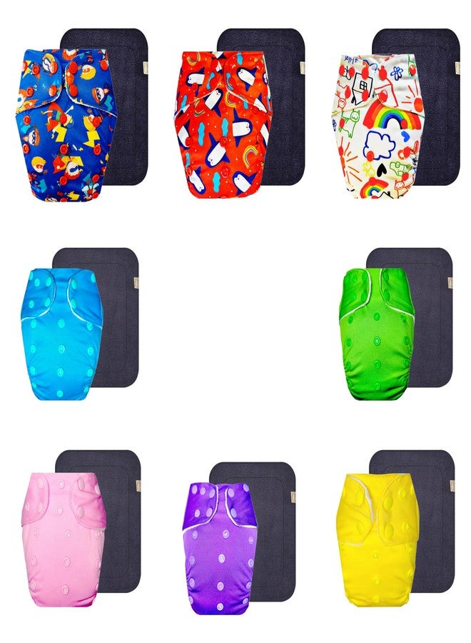 Dumbledo Premium Cloth Diaper with Black Insert (Pack of 8) | Snug Fit | Breathable | Quick Dry | Perfect for Indian Summers | 3 Months - 3 Years | Unisex Baby - Image 1