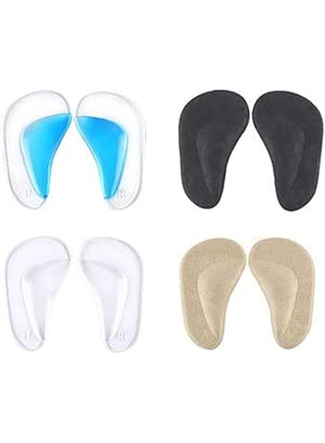 Flatfoot Correction Gel Insoles 4 Pairs Blue Apricot Black Adhesive Arch Support - Image 1