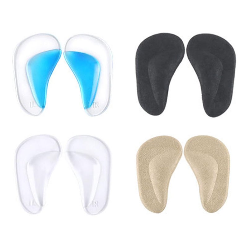 Flatfoot Correction Gel Insoles 4 Pairs Blue Apricot Black Adhesive Arch Support - Image 2